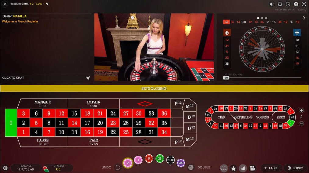 Live roulette game taking place