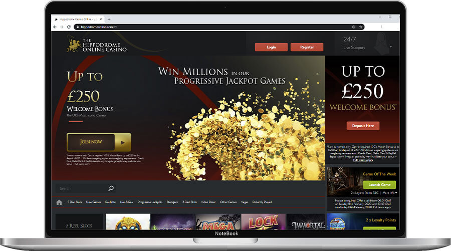 Hippodrome Online Casino Home Page