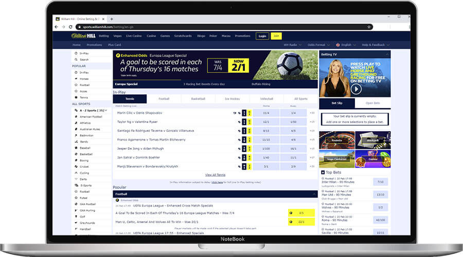 William Hill Sports Home Page